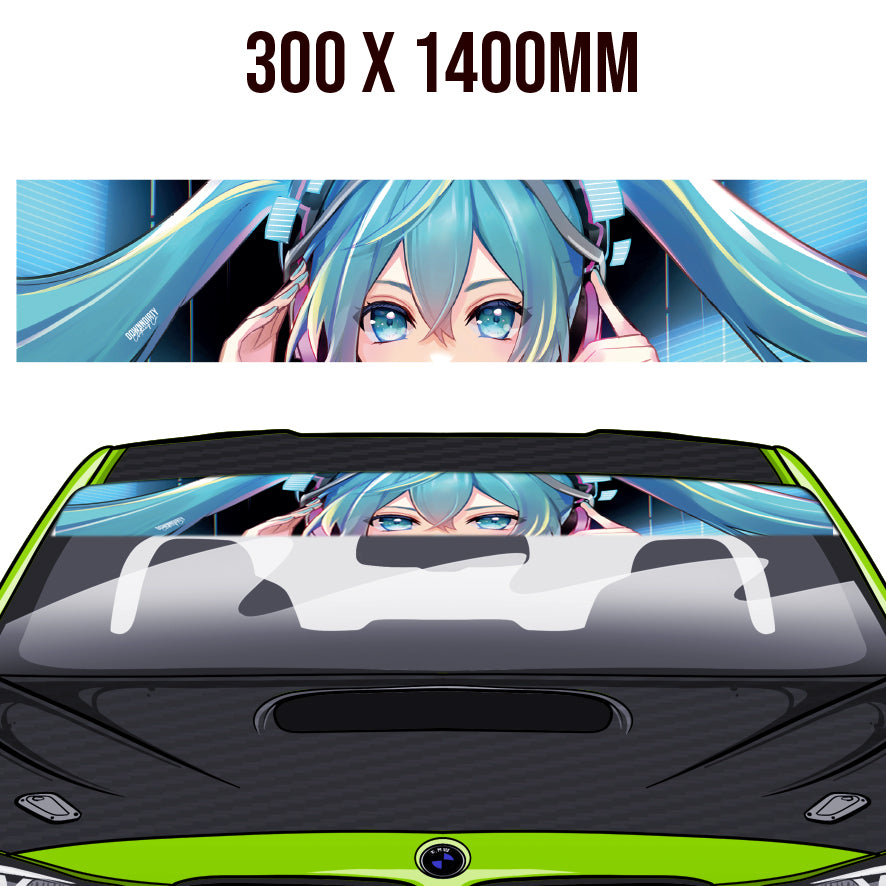 Anime Eyes Pigtails Windowband / Sunstrip image 0